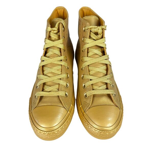 Converse Sneakers Women 7 Chuck Taylor All Star Laser Baroque Gold Hi Top Shoes‎ - Picture 6 of 12